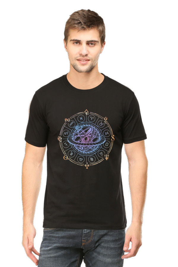 Unlock the secrets of the cosmos with our Zodiac Sign Tshirt! This classic round neck, half sleeve design is the perfect canvas to showcase your astrological flair. - Image 7