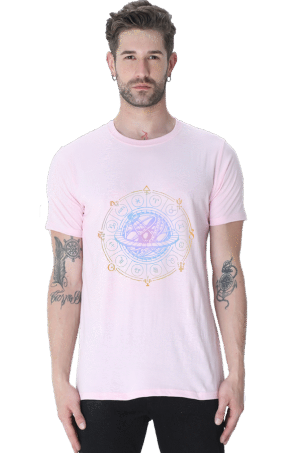 Unlock the secrets of the cosmos with our Zodiac Sign Tshirt! This classic round neck, half sleeve design is the perfect canvas to showcase your astrological flair. - Image 2